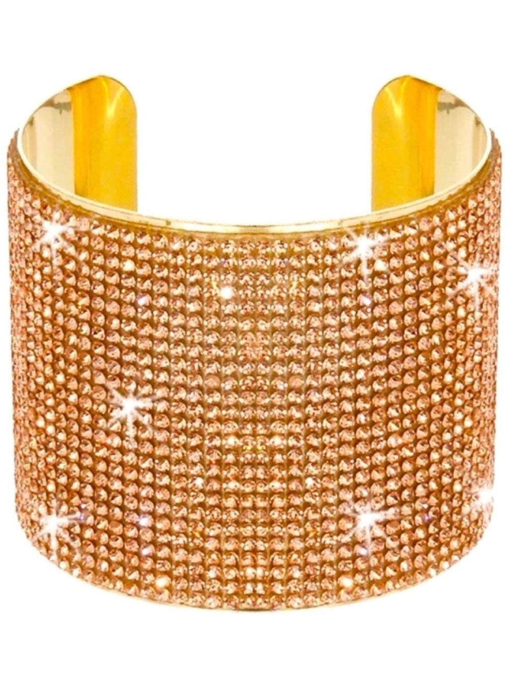 BLING Pave set Colorado topaz cz Crystal rhinestone Cuff Statement Bracelet Gold
